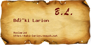 Béki Larion névjegykártya